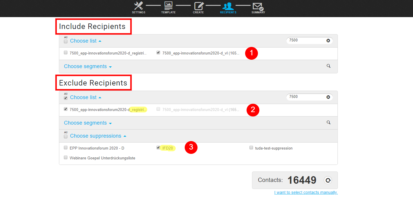 Blacklist einem Newsletter hinzufügen